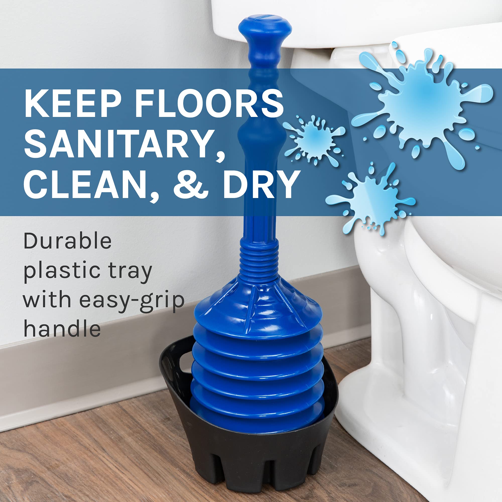 Js Jackson Supplies Blue Bellows Accordion Toilet Plunger With Black Storage Tray