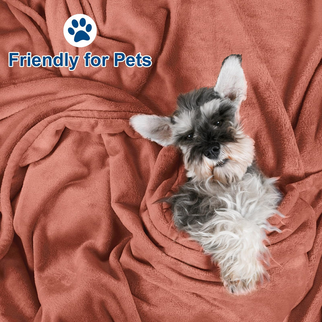 Phf Ultra Soft Fleece Blanket Twin Size, No Shed No Pilling Luxury Plush Cozy 300Gsm Lightweight Blanket For Bed, Couch, Chair, Sofa Suitable For All Season, 66' X 90', Brick Red