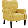 Yaheetech Modern Armchair, Mid Century Accent Sofa Chair with Sturdy Wood Legs and High Back, Upholstered Fabric Sofa Club Chair