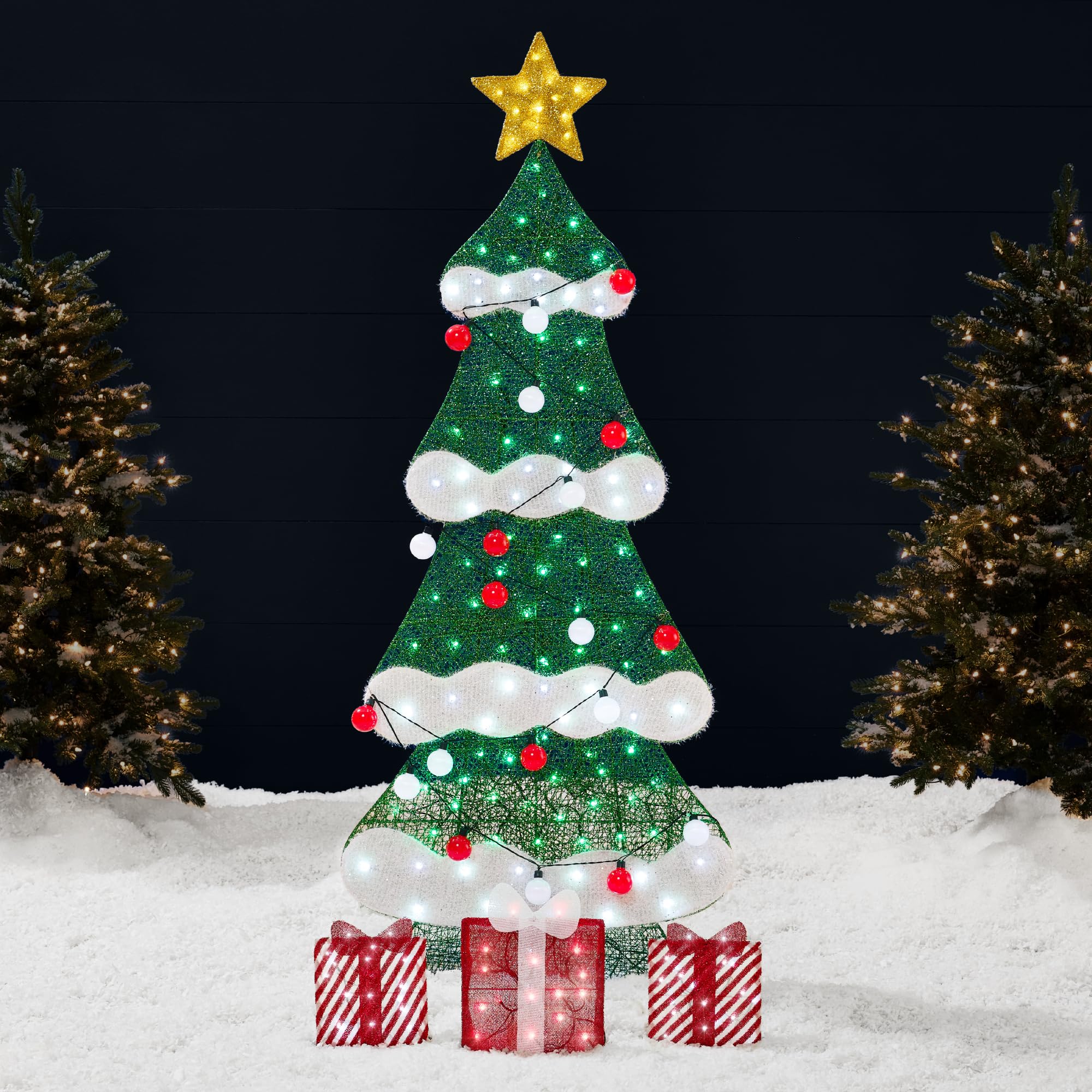 Best Choice Products 6ft Lighted 2D Christmas Tree Outdoor D  cor, Large Holiday Yard Decoration w/ 170 Twinkling LED Lights, St