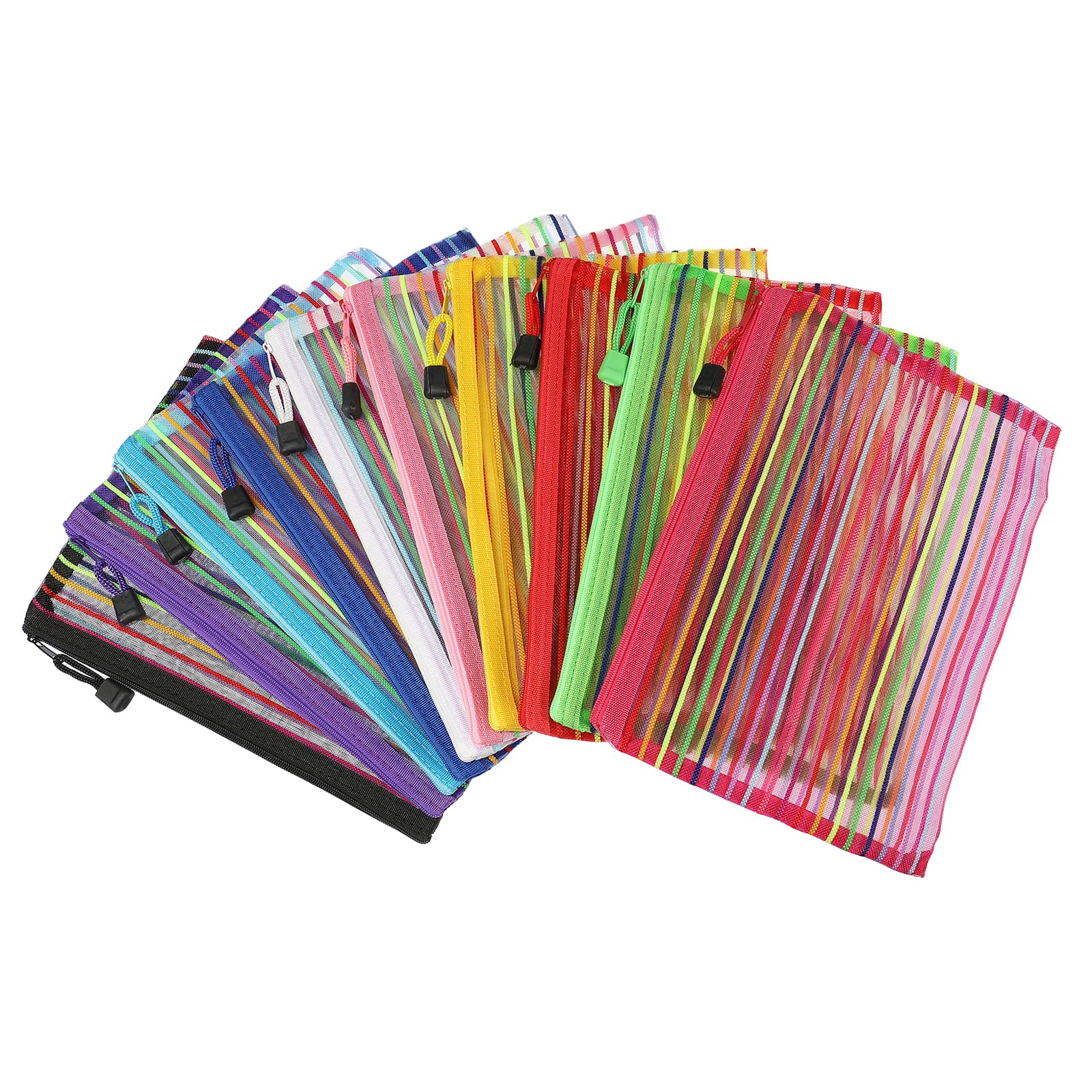 Meccanixity Mesh Zipper Pouches, A5 Pencil Case Document File Bags Storage Organizer For Office Supply Travel Accessory, Multico