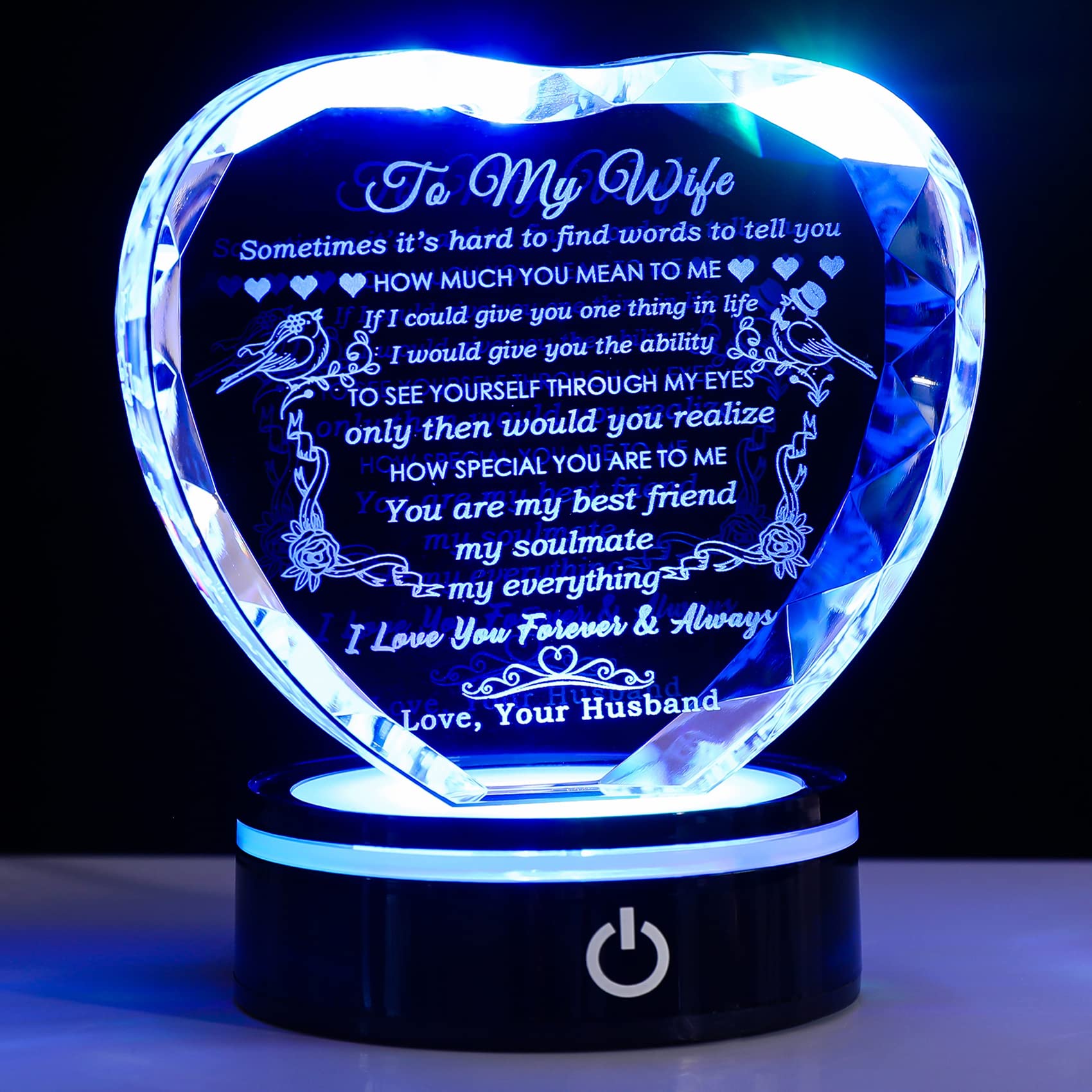 Ywhl Gifts For Wife With Colorful Led Base I Love You Gifts For Her From Husband Best Anniversary Birthday Wife Gift Ideas Roman