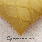 Decoruhome Throw Pillow Covers 20X20 Inch Set Of 2, Soft Plush Faux Fur Wool Mustard Yellow Couch Pillow Covers, Decorative Pillow Cases For Bed Sofa Living Room Home Decor
