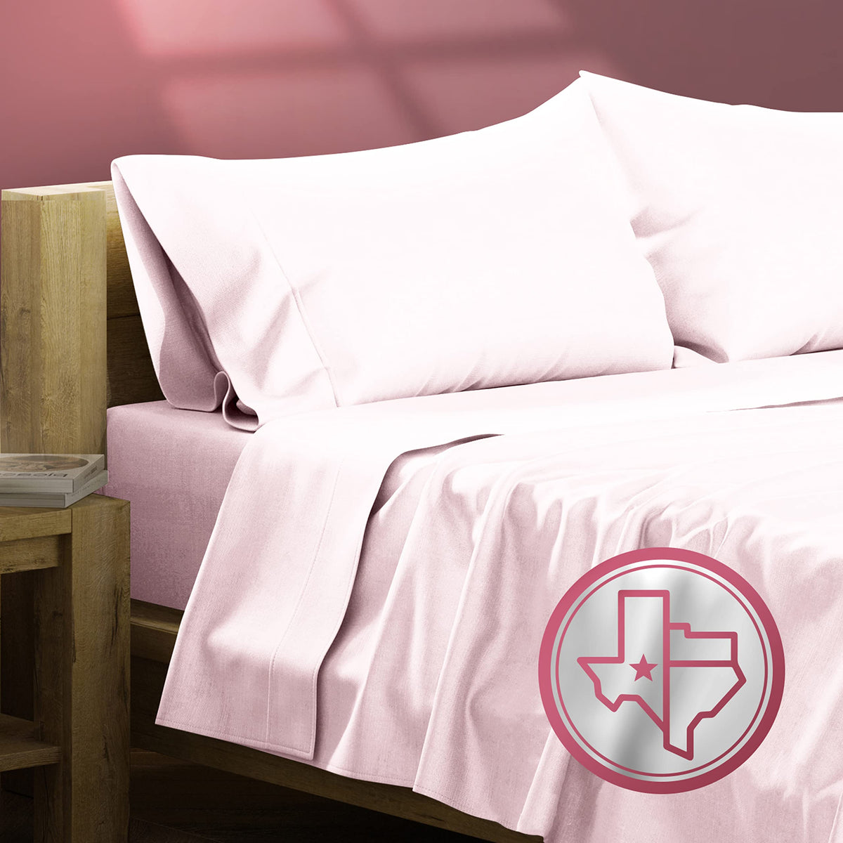 Texas Linen Co. Egyptian Cotton Sheet Set - 800 Tc 4 Pc Blush Queen Bedsheet For Queen Size Bed, Sateen Weave Luxury Hotel Sheet
