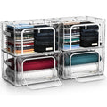 Sorbus Clear Foldable Storage Bins with Metal Frame (Medium, 4 Pack)