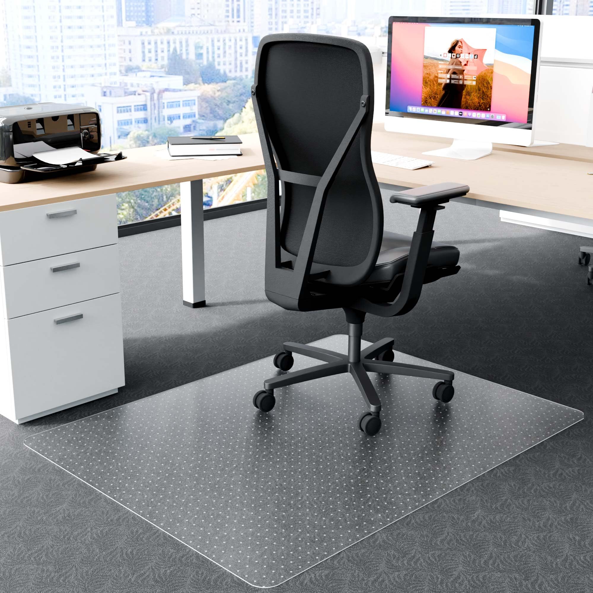 Futurwit Large Office Chair Mat For Carpeted Floors, 44' X 58' Low Pile Carpet Protector For Desk Chair, Easy Glide Transparen