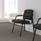 Flash Furniture Darwin Flash Fundamentals Leathersoft Executive Reception Chair, Modern Tufted Lounge Chair For Living Room Or Office, Black