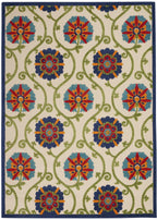 HomeRoots Blue/Multicolor 100% Polypropylene 4’ x 6’ Blue Floral Vines Indoor Outdoor Area Rug