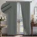 Charcoal Grey Curtains for Bedroom 2 Panel Set 63 Inch Length 100% Blackout Linen Look Thermal Insulated Light Blocking Darkenin