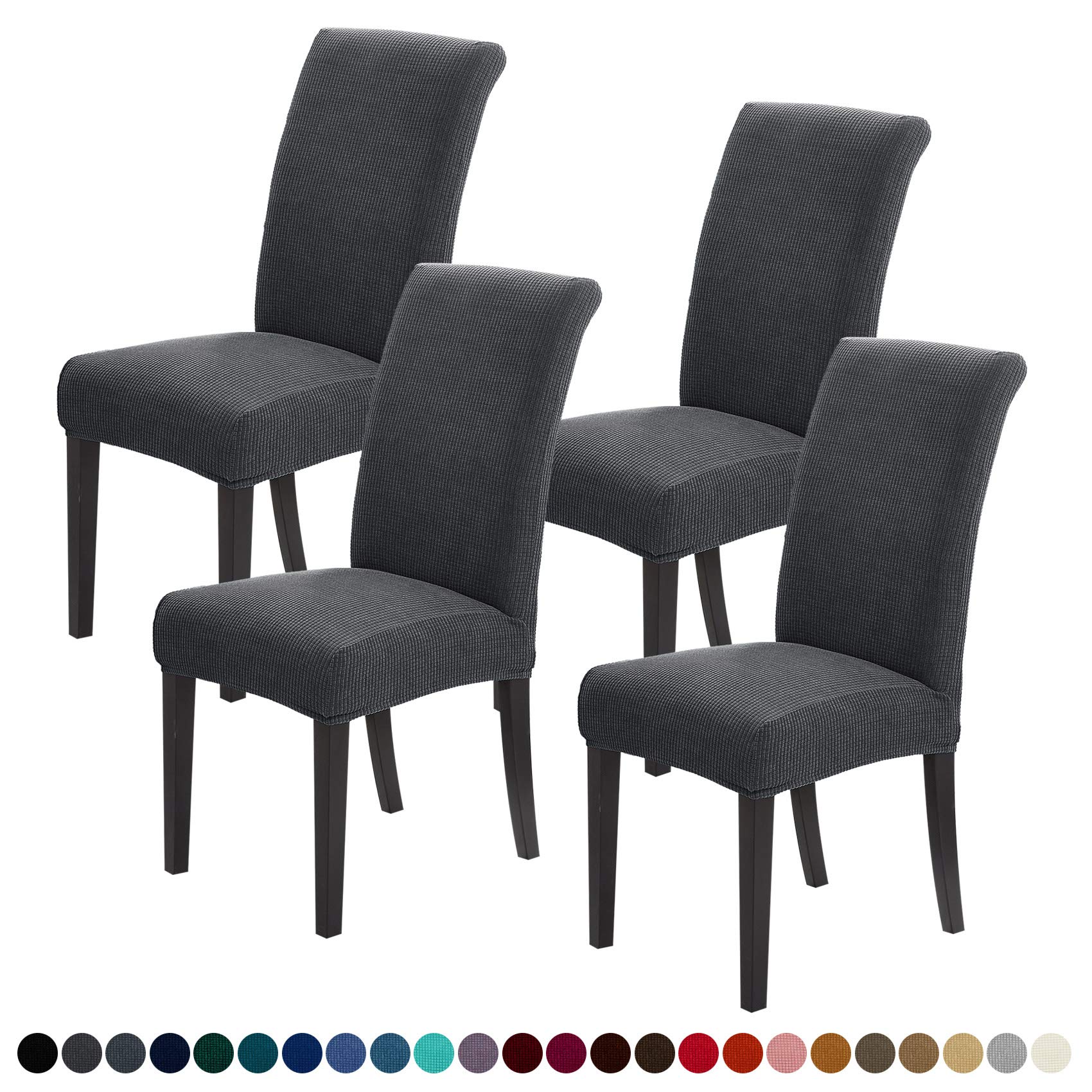 Joccun Chair Covers For Dining Room Set Of 2,Water Repellent Dining Chair Slipcover Stretch Dining Room Chair Covers Seat Protector,Washable Parsons Chair Cover For Home,Banquet(Dark Gray,2 Pack)