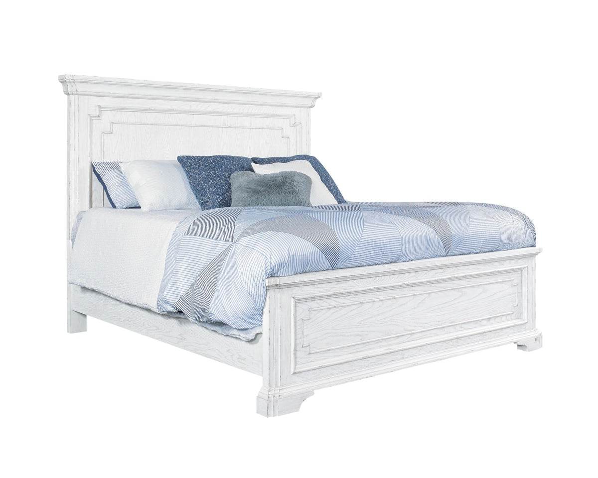 Alpine Furniture Clara Wood Panel Bed, White Mist, Queen