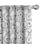 Ambesonne Black and White Window Curtains Pack of 2, Vintage Swirls Pattern with Monochrome Ornamental Old-Fashioned Design, Lig