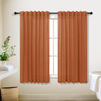Koufall Fall Curtains For Kitchen,Burnt Orange Sheer Curtains For Bathroom Window,45 Inch Length