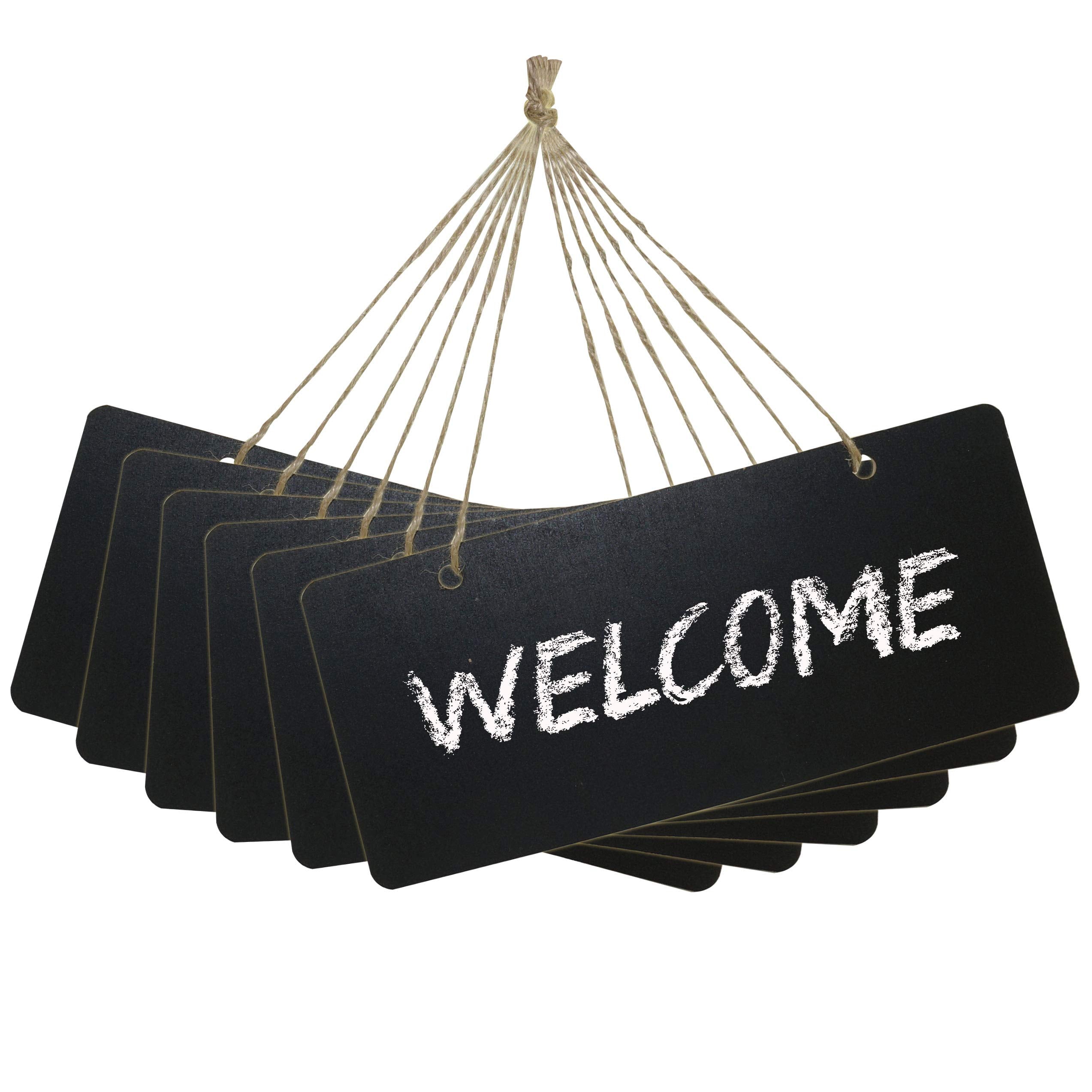 Chalkboard Hanging Signs Erasable Wood Rectangle Small Vintage Rustic Blackboard Message Memo Display for Wedding, Bar, Restaura