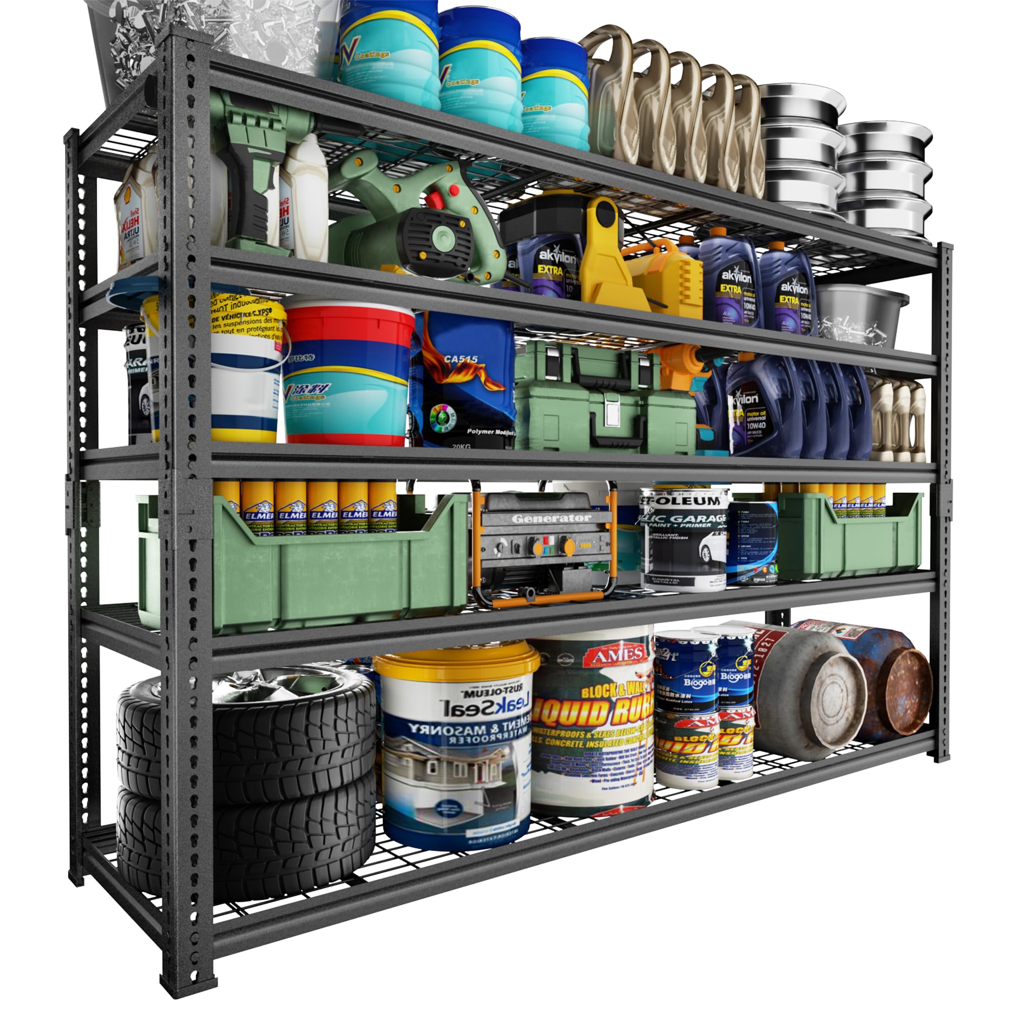 ROOMTEC Garage Shelving, 3300 LBS Capacity Storage Shelves Heavy Duty, 5 Tier Adjustable Metal Organizer Wire Rack, 60L x 24W x 