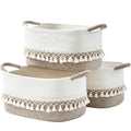 BUBUSUN Storage Basket, Woven Baskets for Shelves, White/Beige