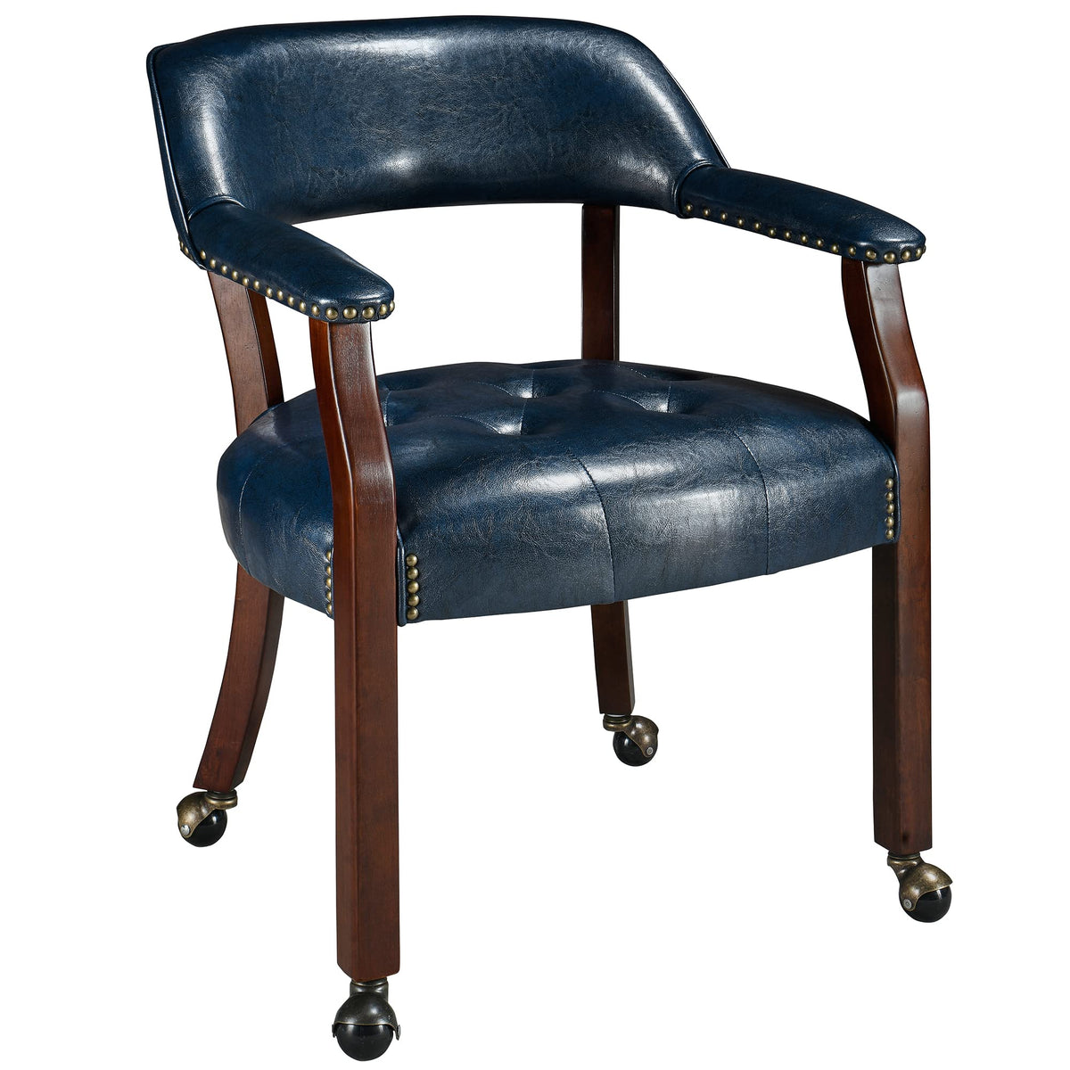 Leemtorig Dining Chairs With Casters And Arms, Rolling Dining Chairs With Wheels, Accent Game Poker Table Chairs, Solid Wood Bos