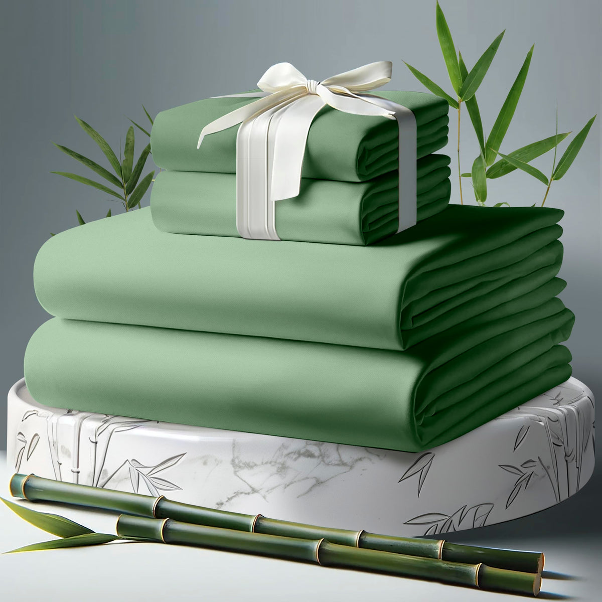 Decolure 100% Organic Viscose Derived From Bamboo Sheets Twin Size 4Pcs - Ultra Soft & Luxuriously Cooling, 17'' Deep Pocket, Do