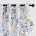 Ugoutry Grey Flower Blackout Curtains 63 Inch Long, Yellow Room Darkening Privacy Protect Curtain Panels For Bedroom, Energy Sav