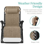 Best Choice Products Oversized Zero Gravity Chair, Folding Outdoor Patio Recliner, Xl Anti Gravity Lounger W/Removable Cushion, Cup Holder, Side Tray, 350Lb Capacity - Wheat