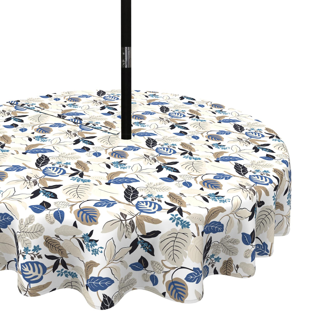 Lvtxiii Patio 60 Inch Round Tablecloth Outdoor Waterproof Table Covers With Zipper, Picnic Tablecloth With Umbrella Hole For Hom