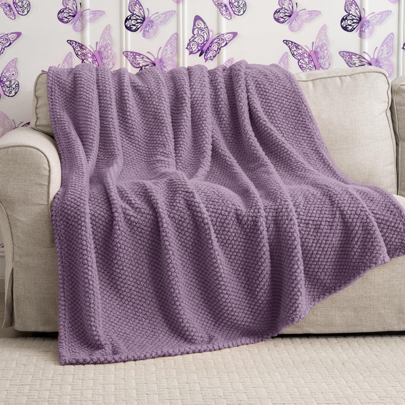 Purple 300Gsm Fleece Throw Blanket For Couch Sofa Bed, 50X70 Soft Cozy Flannel Blankets, Lightweight Fuzzy Fluffy Throws For Wom