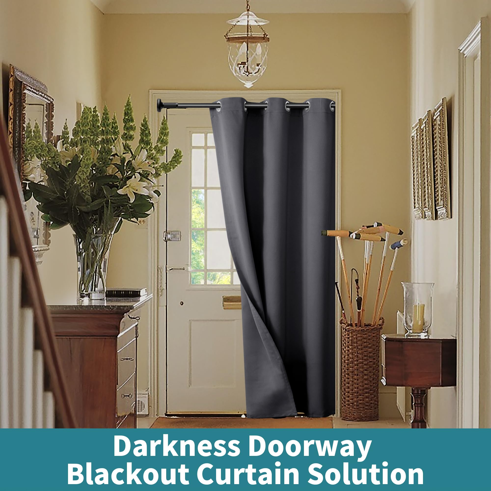 Bgment Dark Grey Door Curtain 80 Inch Length For Doorway, Bedroom Closet Curtain, Privacy Thermal Insulated Blackout Grommet Room Divider For Room Separation, 1 Panel, 42 Inch Wide