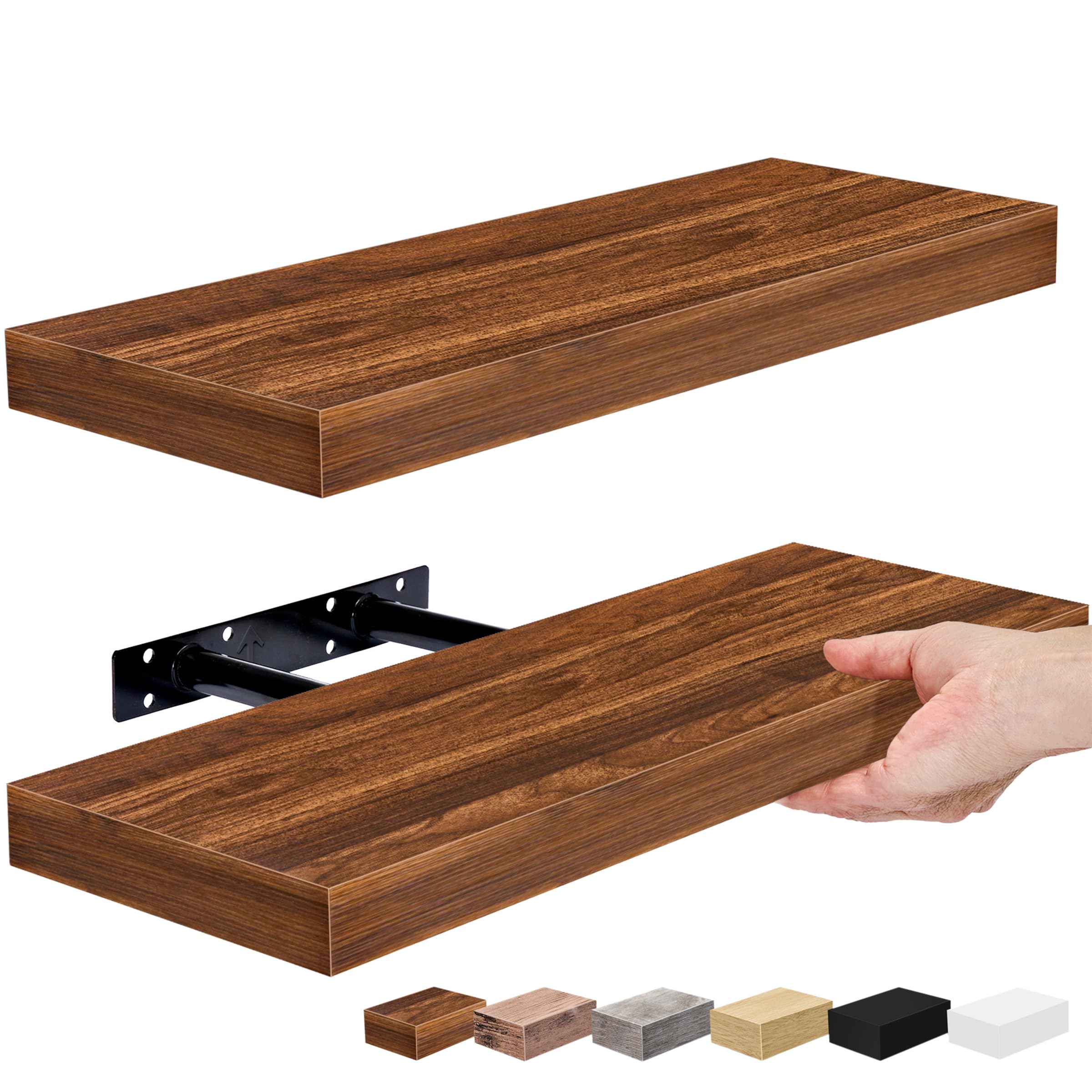 Sorbus Floating Shelves for Wall - 16 Inch Floating Shelf for Kitchen, Bedroom, Living Room, Bathroom, Home & Wall Decor - Mount