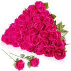 Hoemwarm 36 Pcs Silk Rose Bouquet Bridal Artificial Flowers,Fake Rose Long Stem Realistic Artificial Flowers Bulk for Wedding Bo