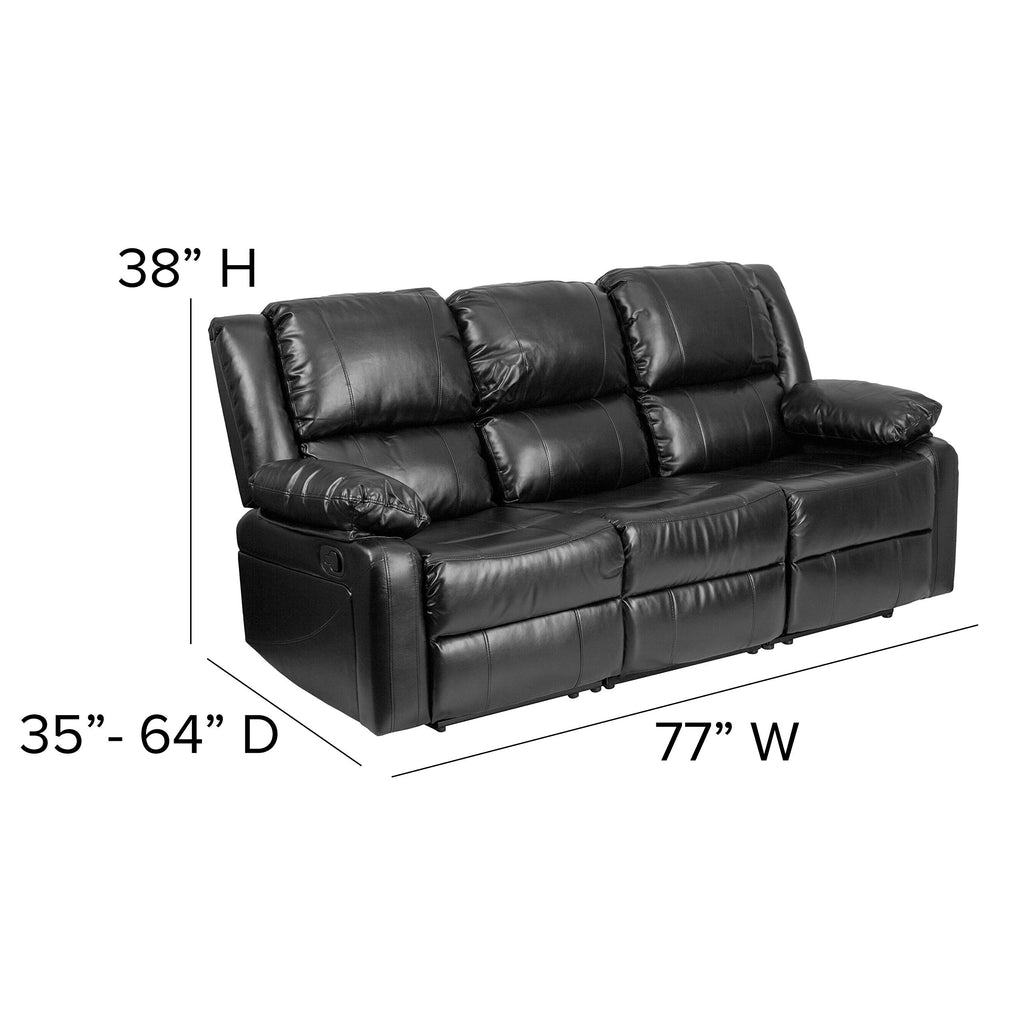 Flash Furniture Harmony Series Black Leathersoft Sofa With Two Built-In Recliners
