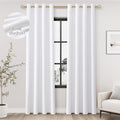 Jowels White Linen Blackout Curtains 84 Length 2 Panels Set For Living Room Bedroom, 100% Black Out Thermal Insulated Linen Drap