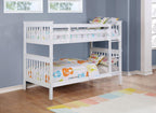 Coaster Home Furnishings Chapman Transitional Wood Twin Over Twin Size Bunk Bed Frame with Ladder and Guardrails Fully Slatted Mattress Ready Foundation White 460244N
