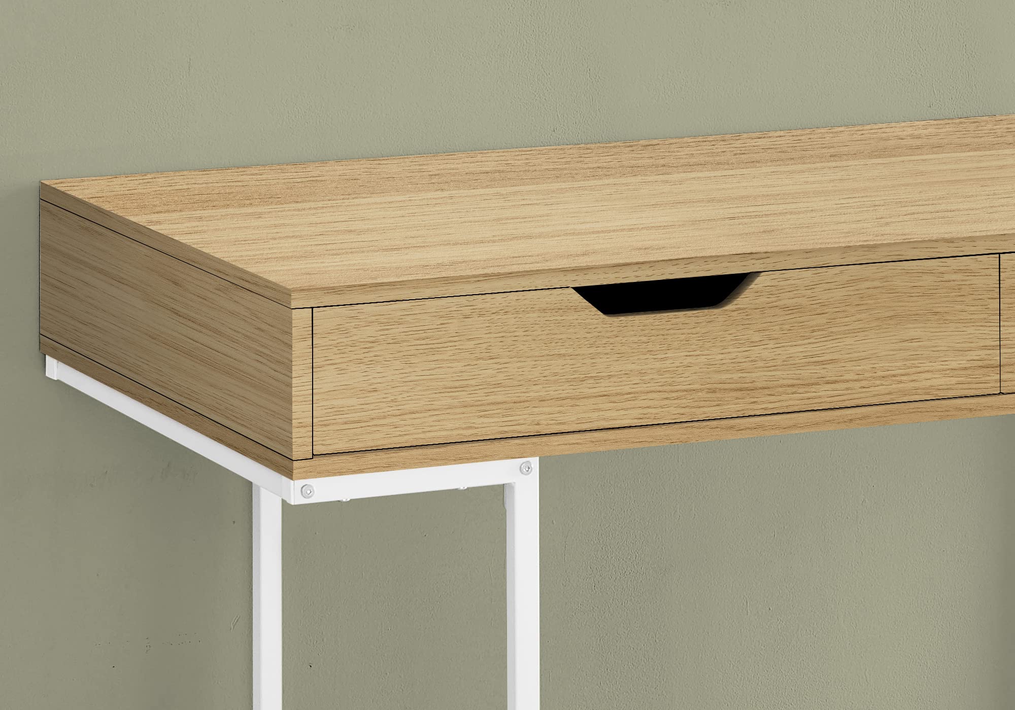 Monarch Specialties 7569 Computer Desk, Home Office, Laptop, Storage Drawers, 48&quot; L, Work, Metal, Laminate, Contemporary, Modern Desk-48, 47.25&quot; L x 23.75&quot; W x 30&quot; H, Natural Wood-Look/White