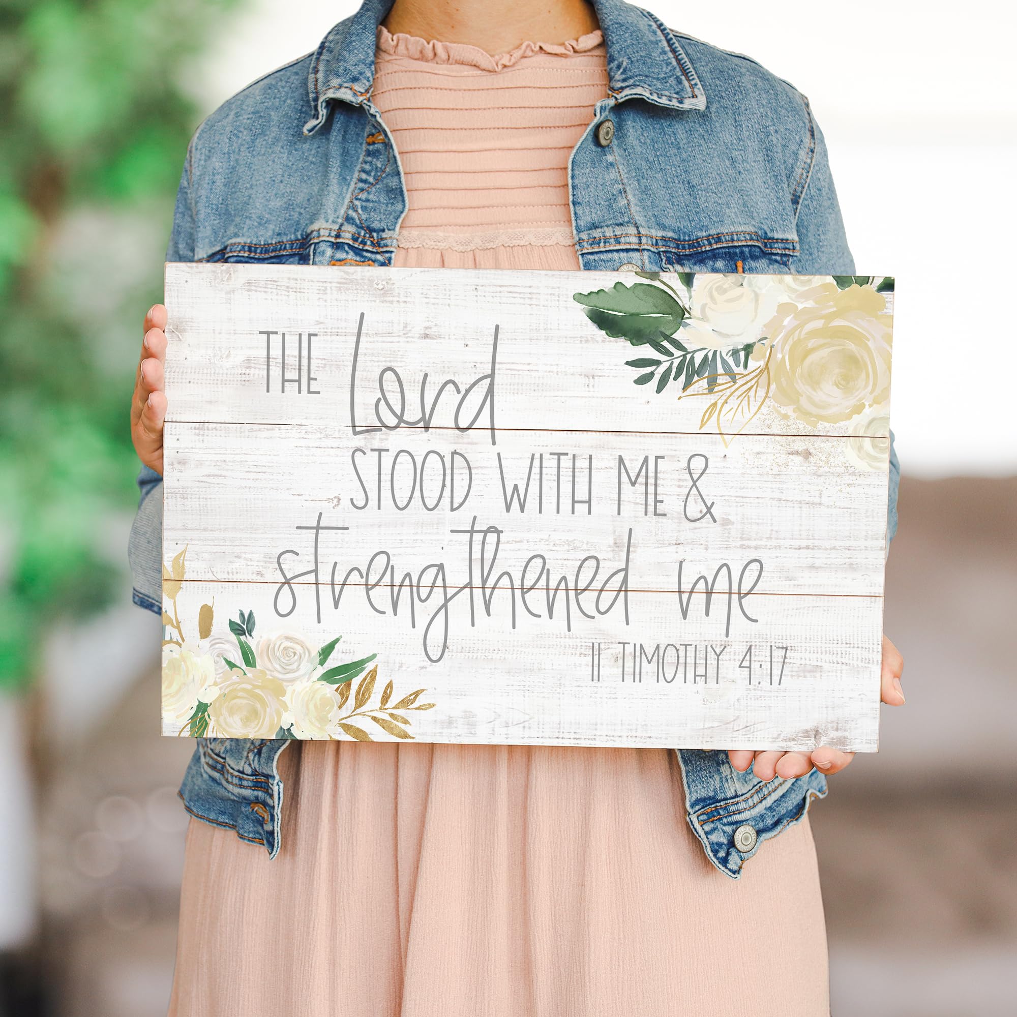 Simply Said, Inc Rustic Pallets 16' X 10.75' Wood Sign - The Lord Stood With Me & Strengthened Me