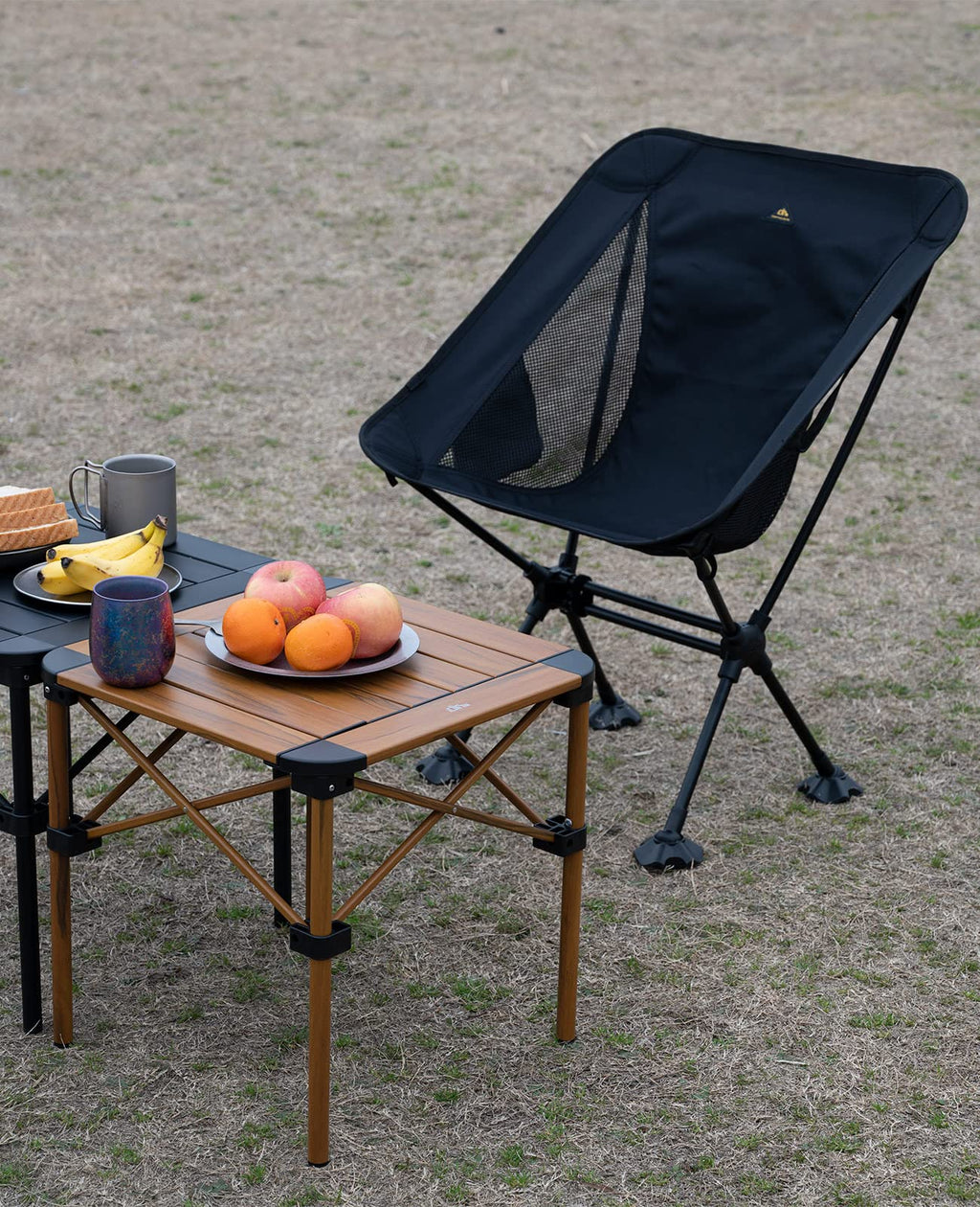 Iclimb Lightweight Stable Alu. Folding Square Table Roll Up Top With Carry Bag For Camping Picnic Backyards Bbq Camp Kitchen (Nature, S)