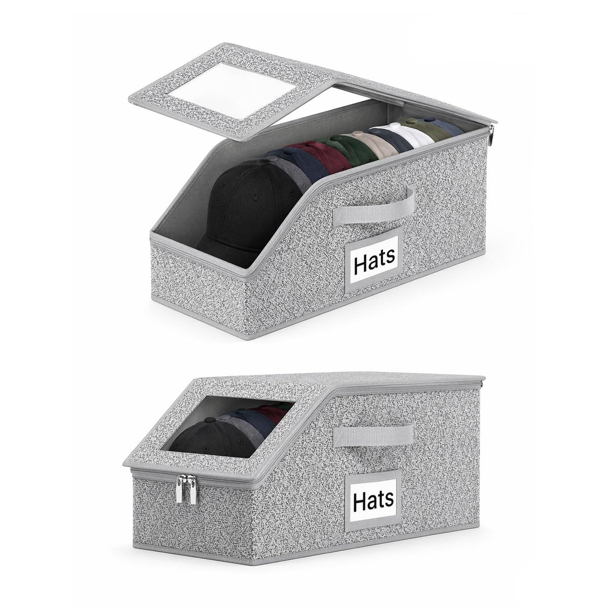 JLCEBAI 2 PCS Stackable Hat Storage for Baseball Caps,Stackable Storage with Clear Window Lid,Holds up to 24 Caps Hat Storage fo