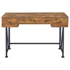 Coaster Home Furnishings Analiese Rustic 47-Inch 3-Drawer Home Office Computer Writing Desk Study Table with Storage Engineered Eco-Friendly Wood Look Laminate Sturdy Steel Rustic Nutmeg 801541