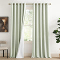 NICETOWN Sage Green Blackout Linen Curtains 95 Long, 2 Pieces, 62 Wide Each Panel, Bronze Grommet Full Light Blocking Drapes wit