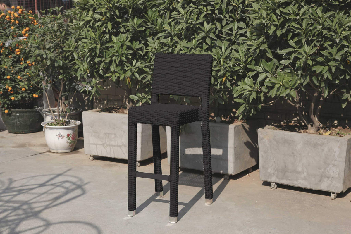 HomeRoots 42.5 X 29 X 29 Black Aluminum and Wicker Bar Table Set of 5