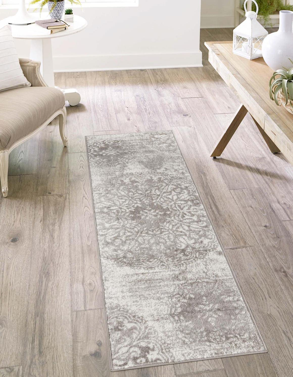 Unique Loom Sofia Collection Area Rug - Grand (2 7 x 12 Runner, Light Gray/ Ivory)