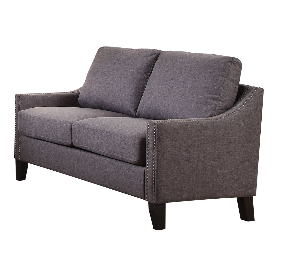 Acme Zapata Jr Linen Fabric Upholstered Sloped Arms Loveseat In Gray