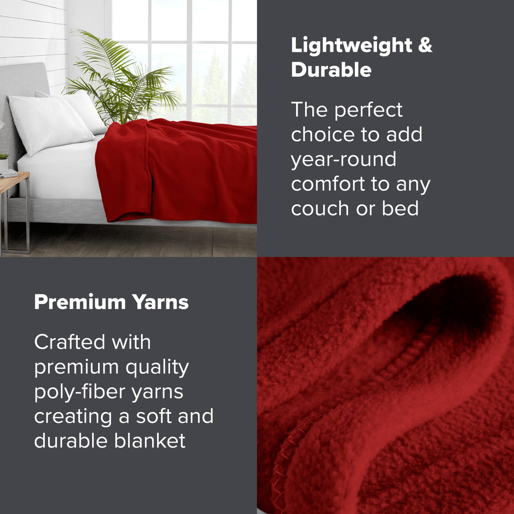 Bare Home Polar Fleece Blanket - Twin/Twin Xl Blanket - Red - Warm & Cozy - Premium Fleece Blanket - Blanket For Bed, Sofa, Camp