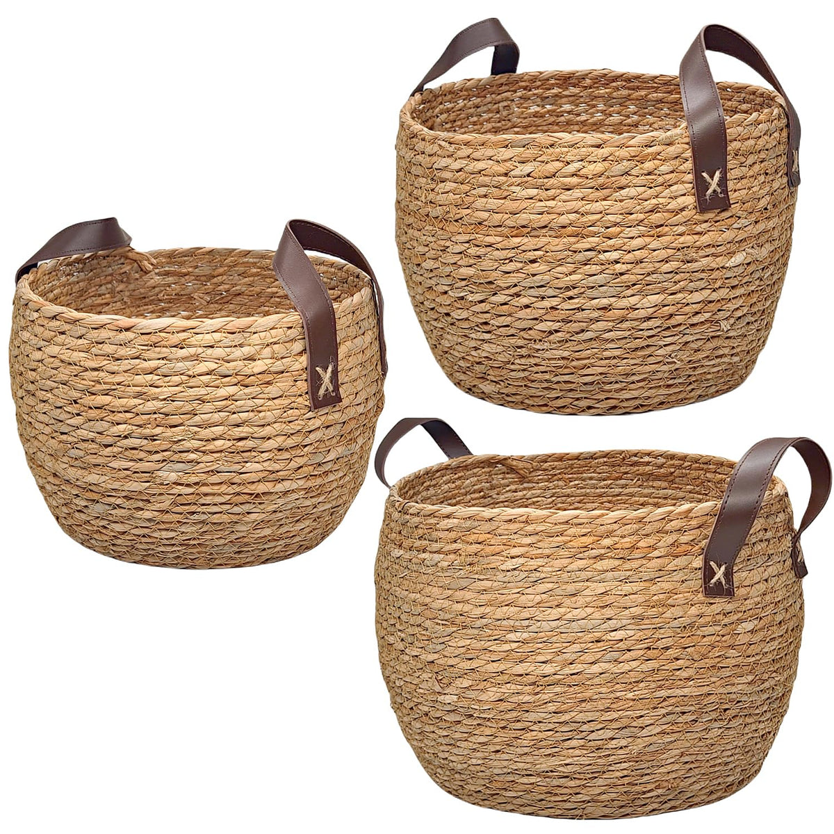 GIB Round Seagrass Storage Baskets Woven Wicker Planter Baskets for Decor