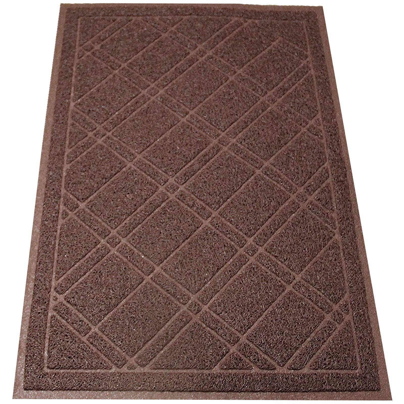Sliptogrip Universal Door Mat, Plaid Design - Brown, 42X35 Inches - Durable And Washable, Outdoor And Indoor Floor Welcome Mat D