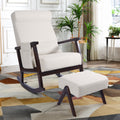NOBLEMOOD Rocking Chair with Ottoman, Upholstered Nursery Glider with Pillow & Side Pocket, Big and Tall Rocker with Rubberwood 