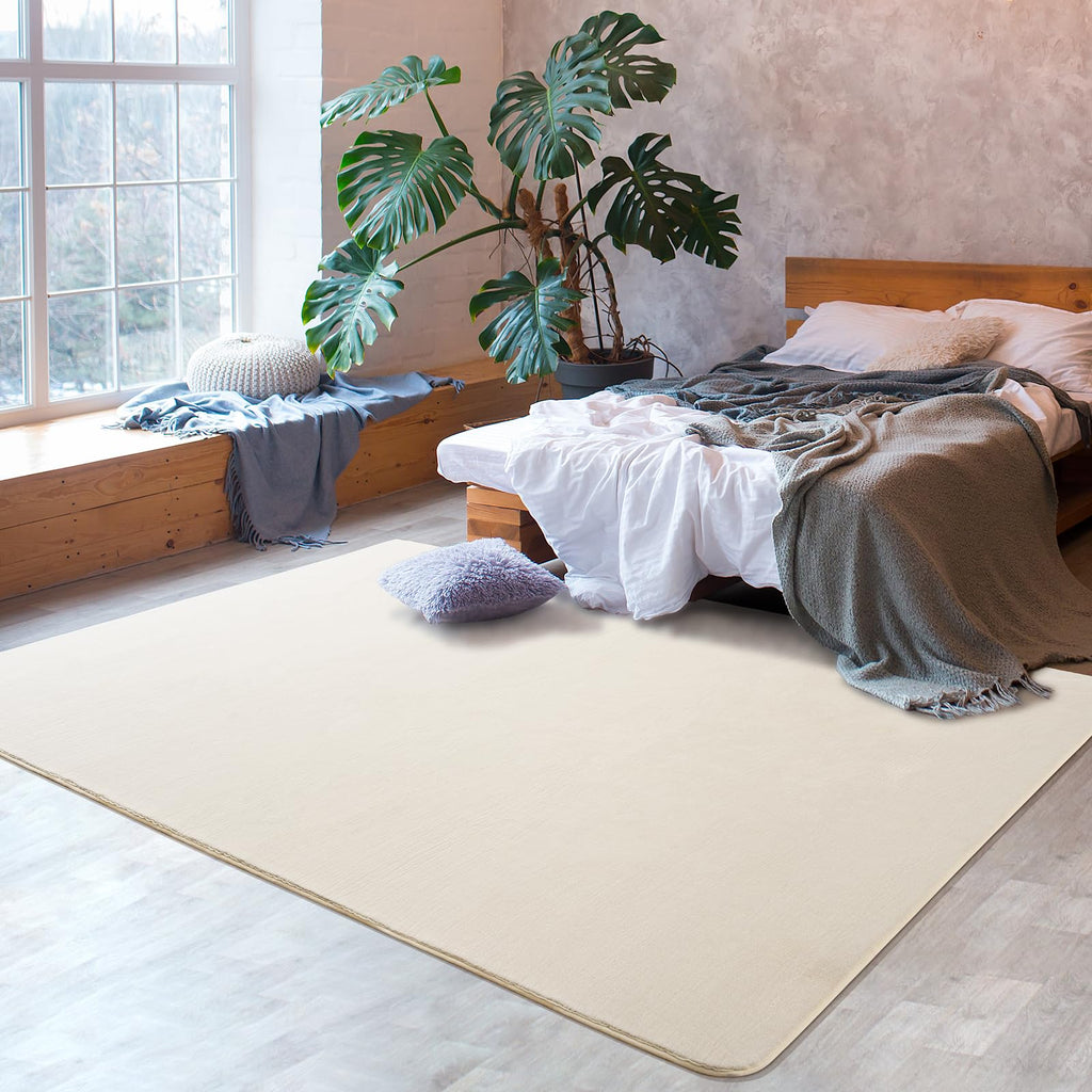 Softlife Carpet Living Room Rug, 6X9 Creamy White Washable Area Rugs For Bedroom, Soft Fluffy Fuzzy Carpet Bedside Rug Indoor No