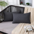 Anroduo Pack Of 2 Dark Grey Outdoor Pillow Covers For Patio Furniture Decorative Farmhouse Linen Cushion Sham Outdoor Waterproof