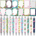 Skyygemm 24 Pieces Summer Flamingos Sticky Notes Cute Flamingo Pens Gift Note Pads Memo Pads 3x4 Inch Black Ink 1.5 mm Ballpoint