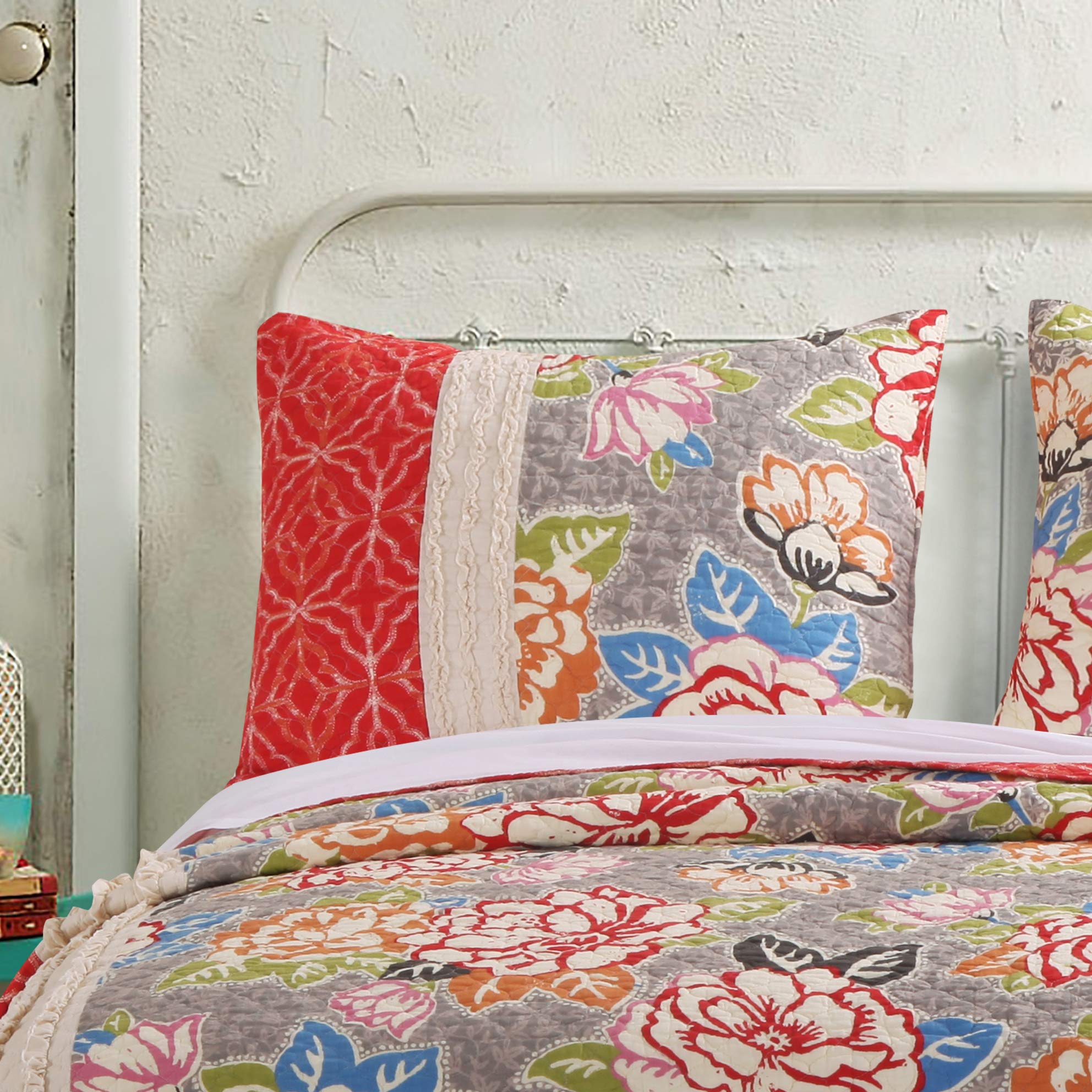 Barefoot Bungalow Gypsy Rose Pillow Sham, King, Red