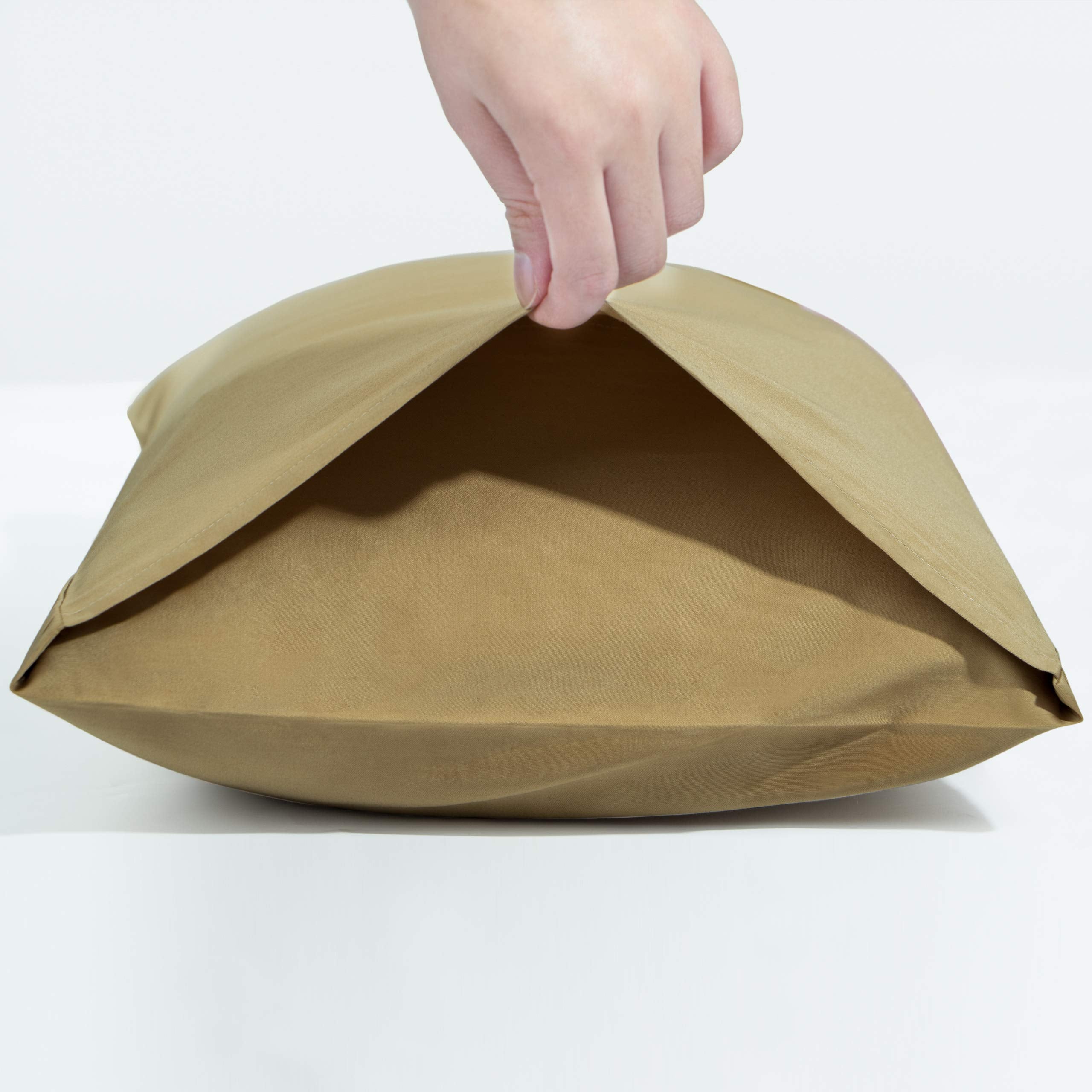 Ntbay 500 Thread Count 100% Egyptian Cotton Queen Pillowcases, Super Soft And Breathable Envelope Closure Pillow Cases, 20X30 Inches, Khaki